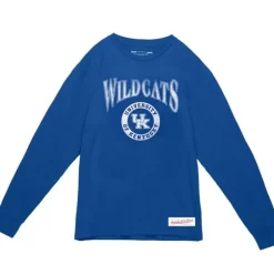Men Mitchell & Ness T-Shirts & Tops-Arched Logo Lockup Slub Ls Tee University Of Kentucky