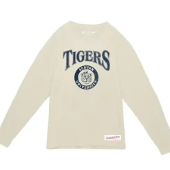 Men Mitchell & Ness T-Shirts & Tops-Arched Logo Lockup Slub Ls Tee Auburn University