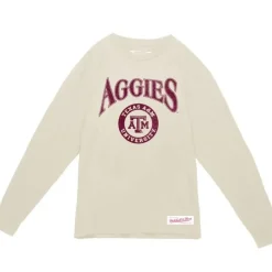 Men Mitchell & Ness T-Shirts & Tops-Arched Logo Lockup Slub Ls Tee Texas A&M University