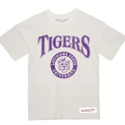 Men Mitchell & Ness T-Shirts & Tops-Arched Logo Lockup Slub Tee Louisiana State University