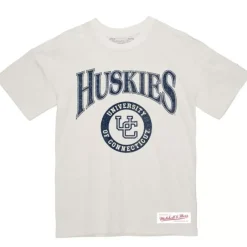 Men Mitchell & Ness T-Shirts & Tops-Arched Logo Lockup Slub Tee University Of Connecticut