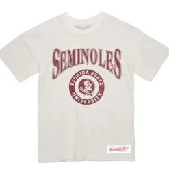Men Mitchell & Ness T-Shirts & Tops-Arched Logo Lockup Slub Tee Florida State University