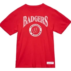 Men Mitchell & Ness T-Shirts & Tops-Arched Logo Lockup Slub Tee University Of Wisconsin - Madison