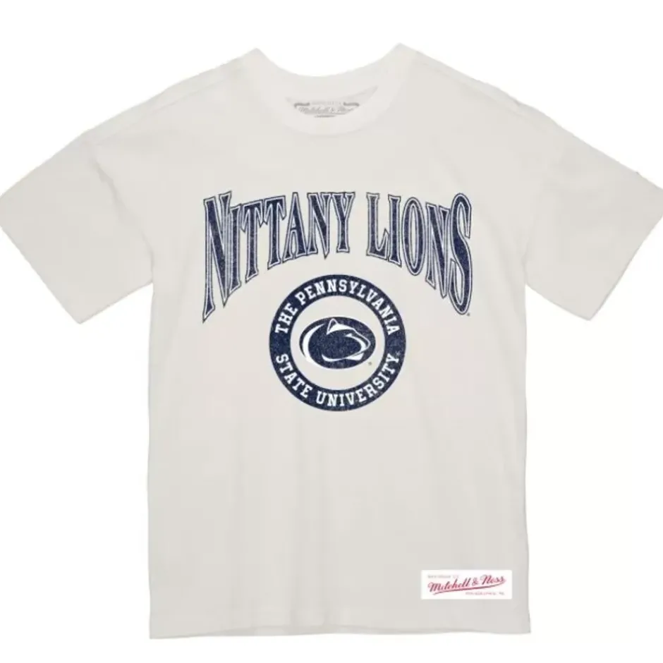 Men Mitchell & Ness T-Shirts & Tops-Arched Logo Lockup Slub Tee Penn State University