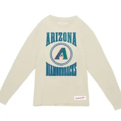 Men Mitchell & Ness T-Shirts & Tops-Arched Logo Slub Ls Tee Arizona Diamondbacks