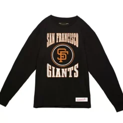 Men Mitchell & Ness T-Shirts & Tops-Arched Logo Slub Ls Tee San Francisco Giants