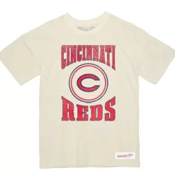 Men Mitchell & Ness T-Shirts & Tops-Arched Logo Slub Tee Cincinnati Reds