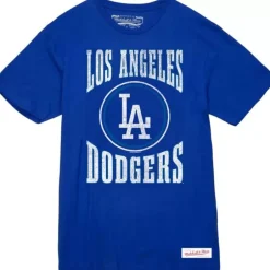 Men Mitchell & Ness T-Shirts & Tops-Arched Logo Slub Tee Los Angeles Dodgers
