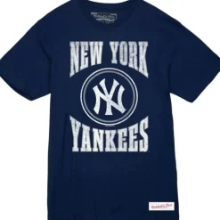 Men Mitchell & Ness T-Shirts & Tops-Arched Logo Slub Tee New York Yankees