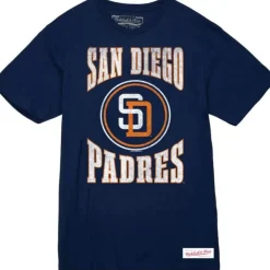 Men Mitchell & Ness T-Shirts & Tops-Arched Logo Slub Tee San Diego Padres