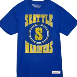 Men Mitchell & Ness T-Shirts & Tops-Arched Logo Slub Tee Seattle Mariners