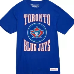 Men Mitchell & Ness T-Shirts & Tops-Arched Logo Slub Tee Toronto Blue Jays