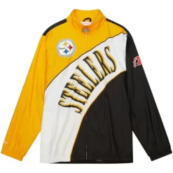 Men Mitchell & Ness Jackets & Outerwear-Arched Retro Lined Windbreaker Pittsburgh Steelers