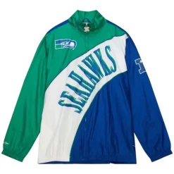 Men Mitchell & Ness Jackets & Outerwear-Arched Retro Lined Windbreaker Seattle Seahawks