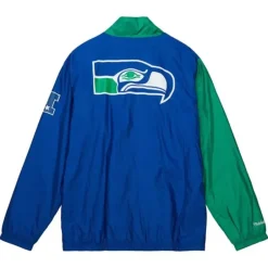 Men Mitchell & Ness Jackets & Outerwear-Arched Retro Lined Windbreaker Seattle Seahawks