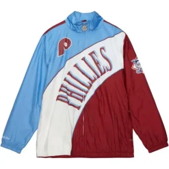 Men Mitchell & Ness Jackets & Outerwear-Arched Retro Lined Windbreaker Philadelphia Phillies