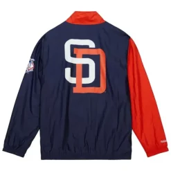 Men Mitchell & Ness Jackets & Outerwear-Arched Retro Lined Windbreaker San Diego Padres
