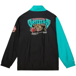 Men Mitchell & Ness Jackets & Outerwear-Arched Retro Lined Windbreaker Vancouver Grizzlies