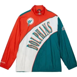 Men Mitchell & Ness Jackets & Outerwear-Arched Retro Lined Windbreaker Miami Dolphins