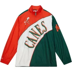 Men Mitchell & Ness Jackets & Outerwear-Arched Retro Lined Windbreaker University Of Miami