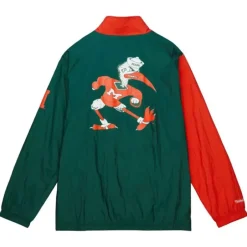 Men Mitchell & Ness Jackets & Outerwear-Arched Retro Lined Windbreaker University Of Miami