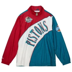 Men Mitchell & Ness Jackets & Outerwear-Arched Retro Lined Windbreaker Detroit Pistons