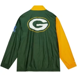 Men Mitchell & Ness Jackets & Outerwear-Arched Retro Lined Windbreaker Green Bay Packers