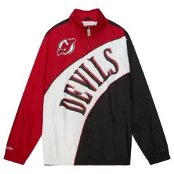 Men Mitchell & Ness Jackets & Outerwear-Arched Retro Lined Windbreaker New Jersey Devils