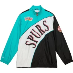 Men Mitchell & Ness Jackets & Outerwear-Arched Retro Lined Windbreaker San Antonio Spurs