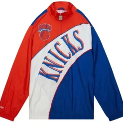Men Mitchell & Ness Jackets & Outerwear-Arched Retro Lined Windbreaker New York Knicks