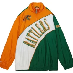 Men Mitchell & Ness Jackets & Outerwear-Arched Retro Lined Windbreaker Florida A&M University
