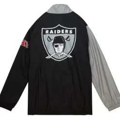 Men Mitchell & Ness Jackets & Outerwear-Arched Retro Lined Windbreaker Oakland Raiders