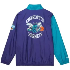 Men Mitchell & Ness Jackets & Outerwear-Arched Retro Lined Windbreaker Charlotte Hornets