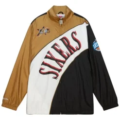 Men Mitchell & Ness Jackets & Outerwear-Arched Retro Lined Windbreaker Philadelphia 76Ers
