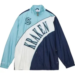 Men Mitchell & Ness Jackets & Outerwear-Arched Retro Lined Windbreaker Seattle Kraken