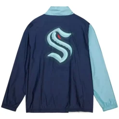Men Mitchell & Ness Jackets & Outerwear-Arched Retro Lined Windbreaker Seattle Kraken