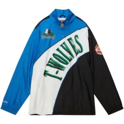 Men Mitchell & Ness Jackets & Outerwear-Arched Retro Lined Windbreaker Minnesota Timberwolves