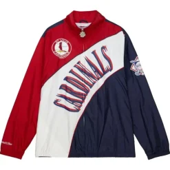 Men Mitchell & Ness Jackets & Outerwear-Arched Retro Lined Windbreaker St. Louis Cardinals
