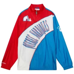 Men Mitchell & Ness Jackets & Outerwear-Arched Retro Lined Windbreaker Quebec Nordiques