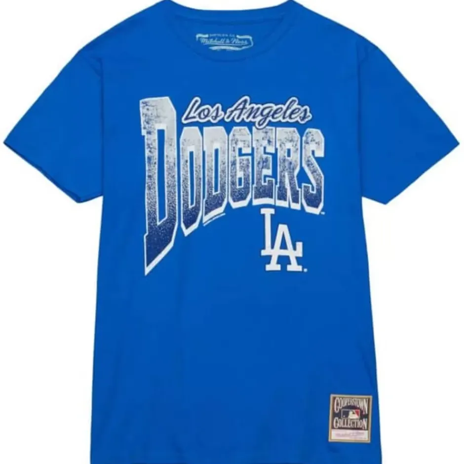 Men Mitchell & Ness T-Shirts & Tops-Arched Vintage Logo Tee Los Angeles Dodgers