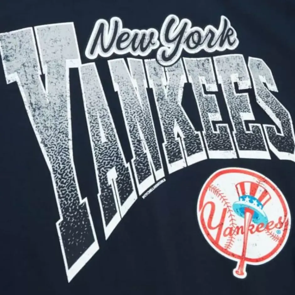 Men Mitchell & Ness T-Shirts & Tops-Arched Vintage Logo Tee New York Yankees