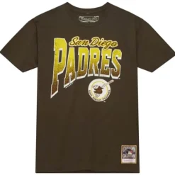 Men Mitchell & Ness T-Shirts & Tops-Arched Vintage Logo Tee San Diego Padres