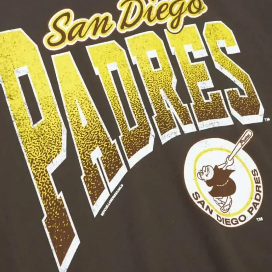 Men Mitchell & Ness T-Shirts & Tops-Arched Vintage Logo Tee San Diego Padres