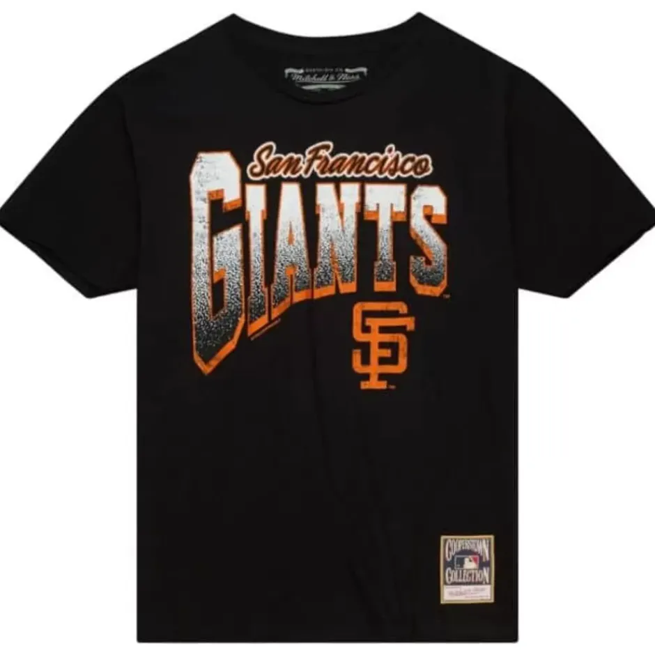 Men Mitchell & Ness T-Shirts & Tops-Arched Vintage Logo Tee San Francisco Giants
