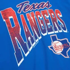 Men Mitchell & Ness T-Shirts & Tops-Arched Vintage Logo Tee Texas Rangers