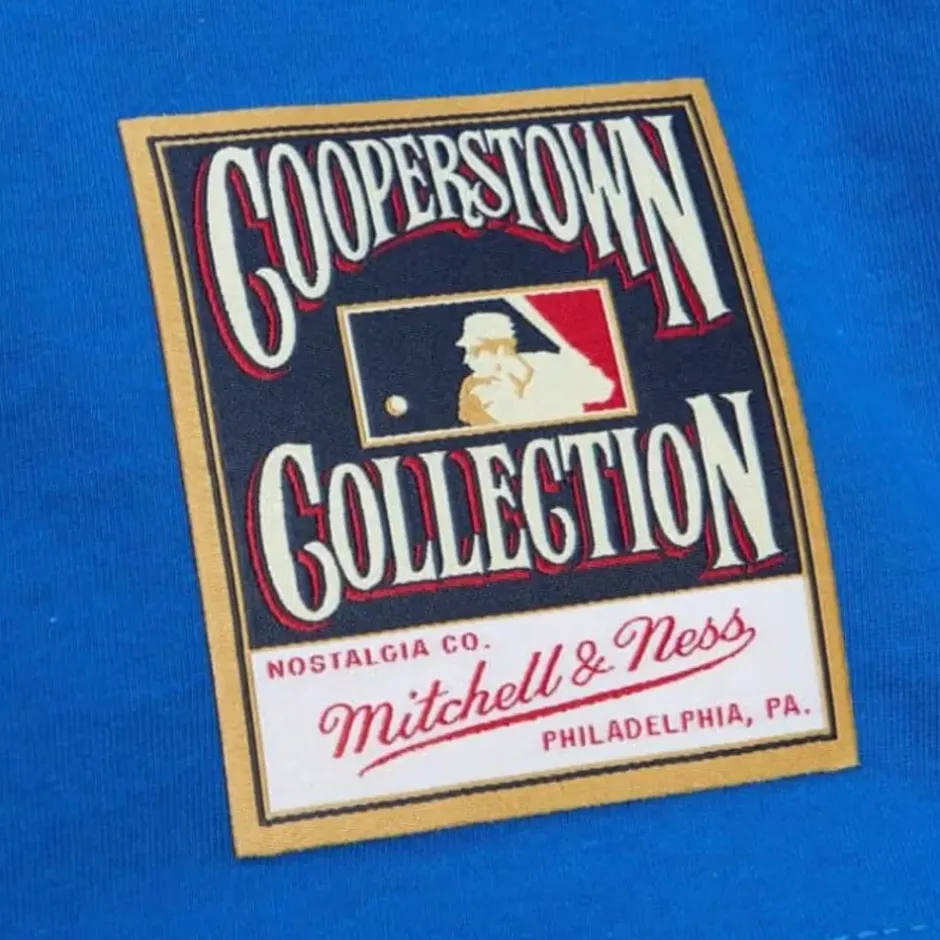 Men Mitchell & Ness T-Shirts & Tops-Arched Vintage Logo Tee Texas Rangers