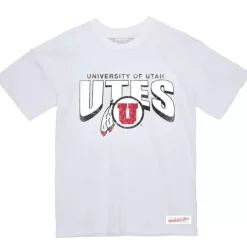 Men Mitchell & Ness T-Shirts & Tops-Arched Wordmark Tee University Of Utah