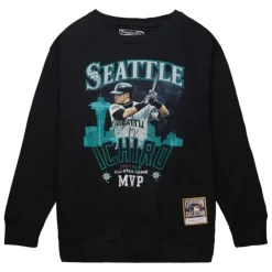 Men Mitchell & Ness Hoodies & Sweatshirts-Asg Mvp Crew Seattle Mariners Ichiro Suzuki