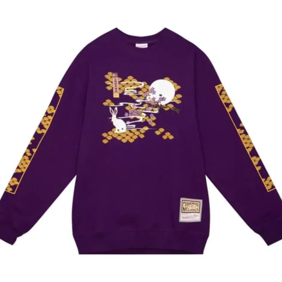 Men Mitchell & Ness Hoodies & Sweatshirts-Asian Heritage Crew 5.0 Los Angeles Lakers