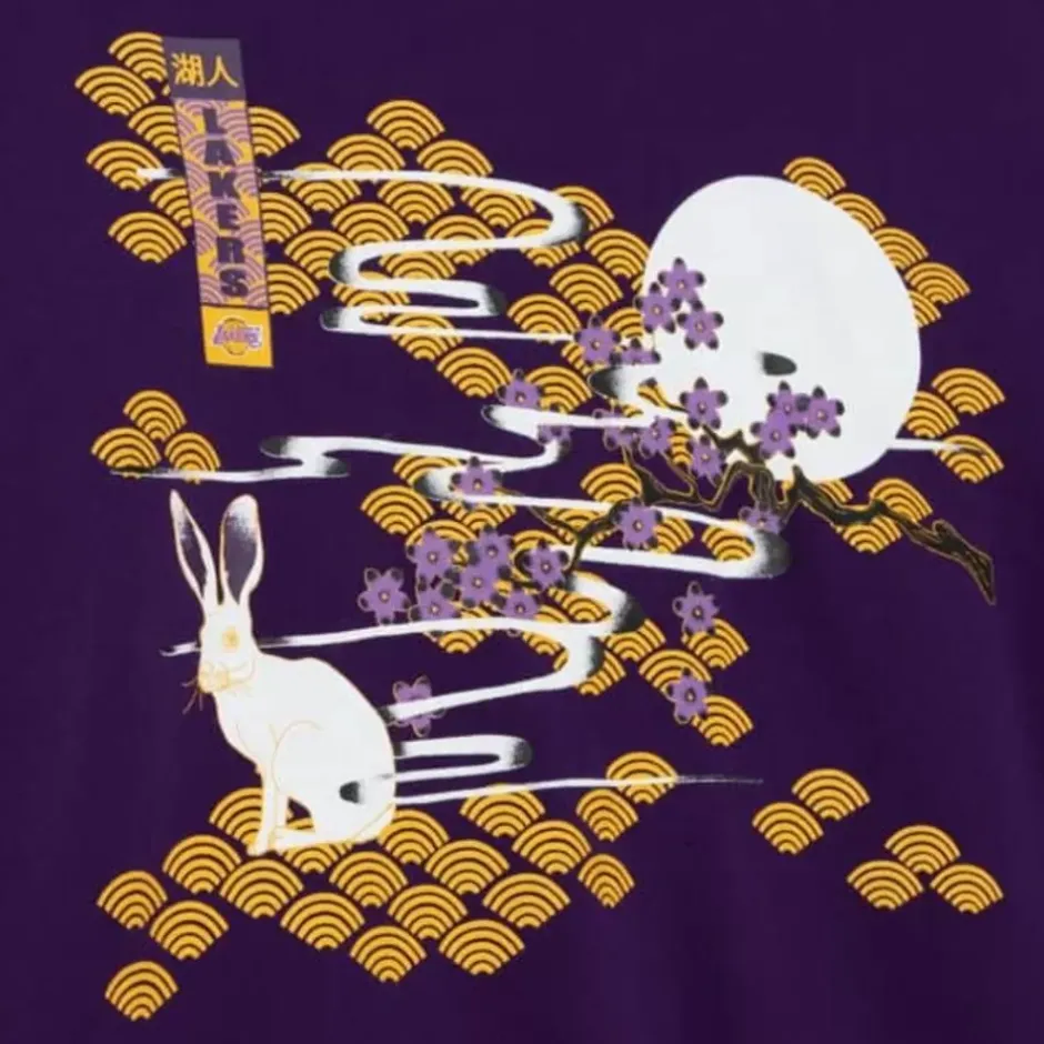 Men Mitchell & Ness Hoodies & Sweatshirts-Asian Heritage Crew 5.0 Los Angeles Lakers